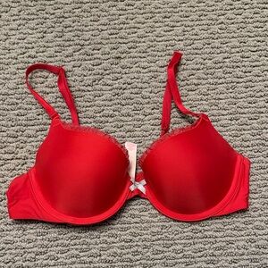 Victoria's Secret Red Bra with Lace Detail